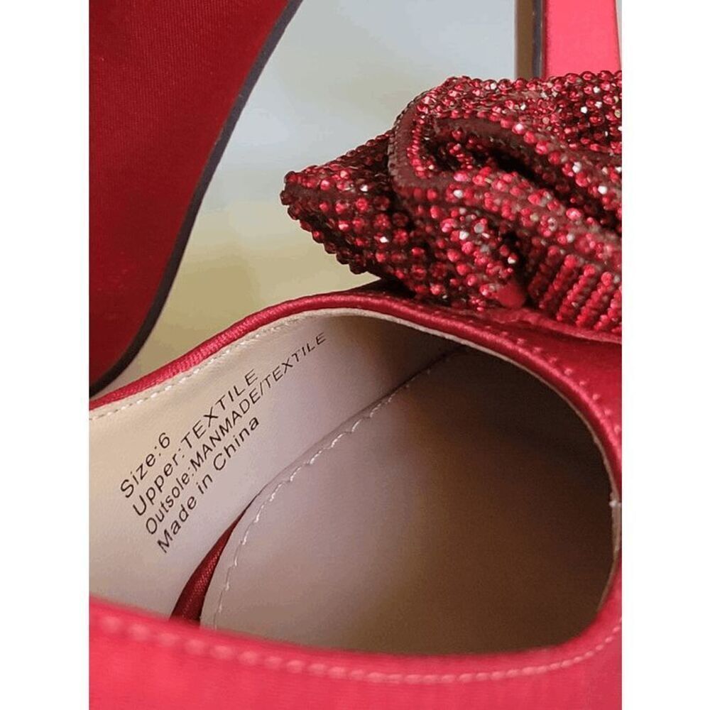 🌹 NEW YORK AND COMPANY Ilyana Red Rose Satin Pumps Heels SIZE 6 NEW IN BOX - Picture 13 of 16